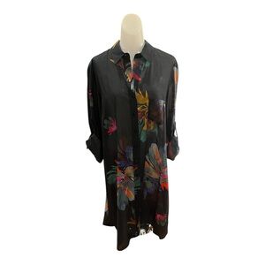 Finley Black Floral Button-Front Blouse